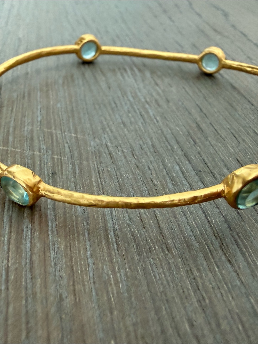 Julie Vos Milano Luxe Bangle – Blue Stones – 24K Gold Plate